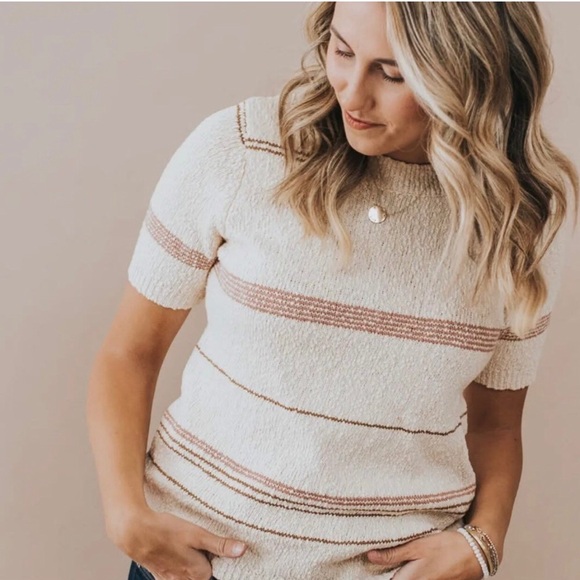 ☀NWOT Bohme sweater short sleeve Size M - Picture 1 of 6